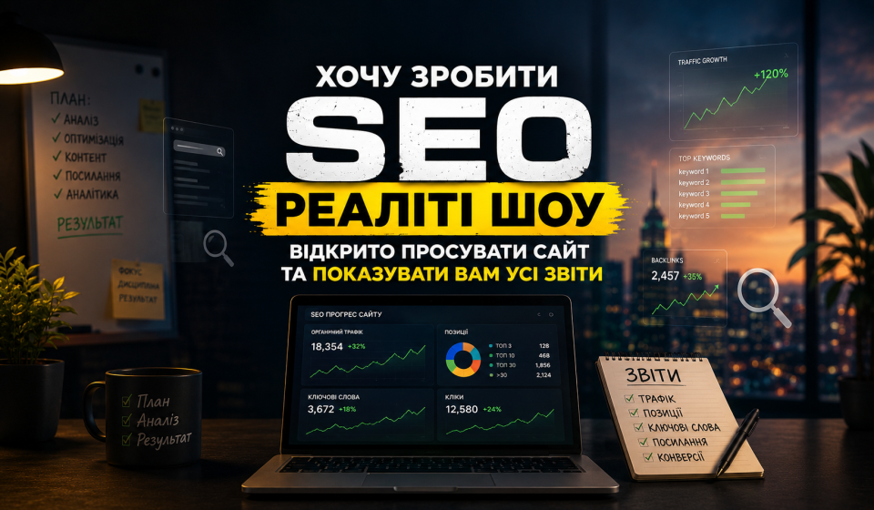 Хочу зробити Seo реаліті шоу – відкрито просувати сайт та показувати Вам усі звіти