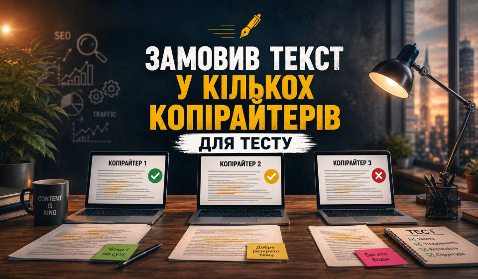 Замовив текст у кількох копірайтерів для тесту