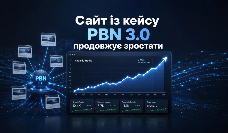 Сайт із кейсу PBN 3.0 продовжує зростати