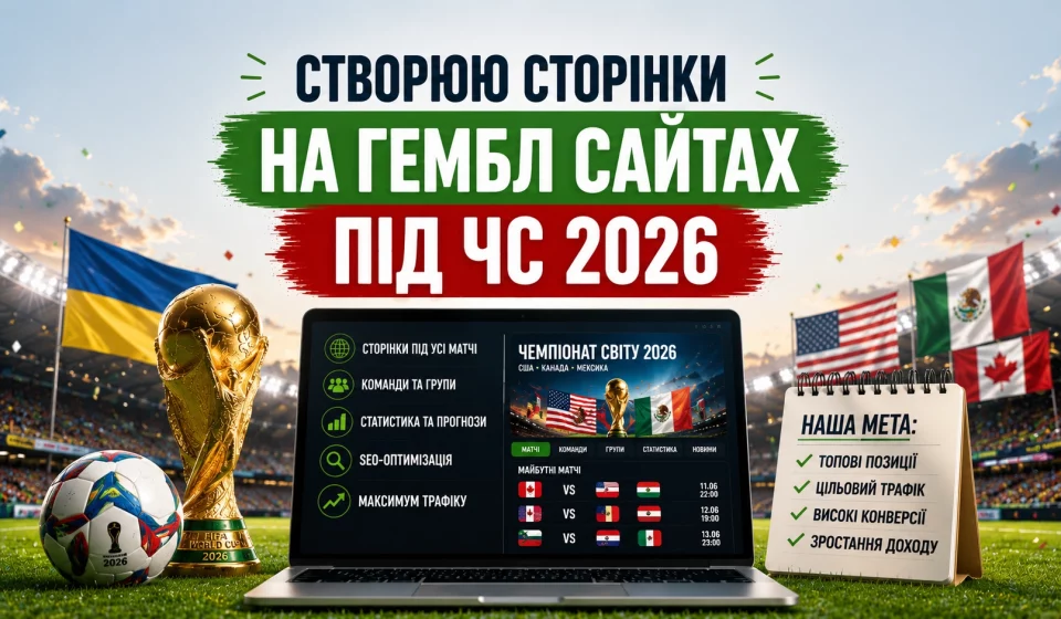 Створюю сторінки на гемблінг-сайтах під ЧС-2026