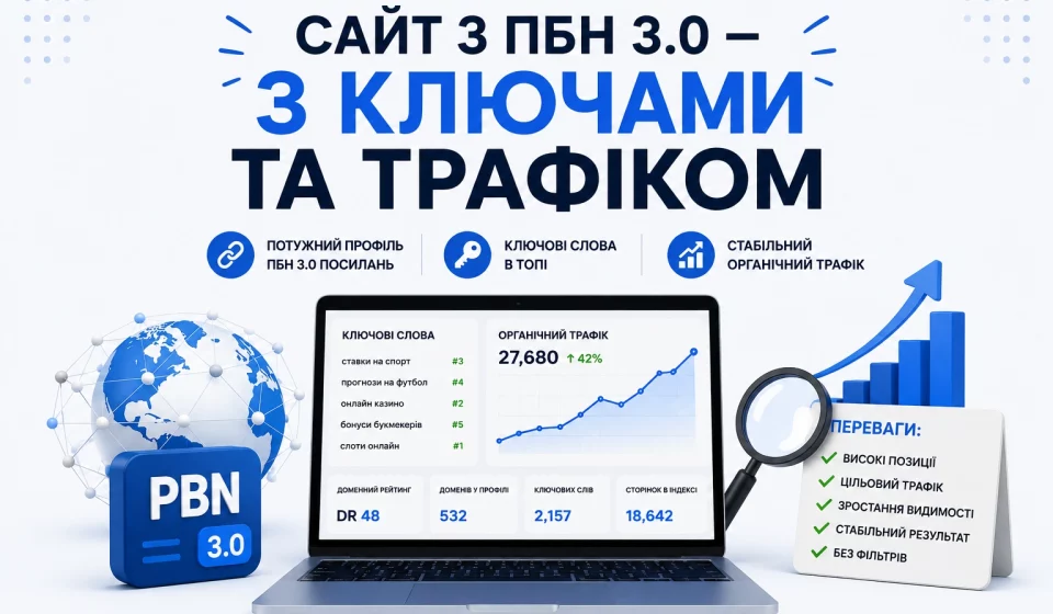Сайт із PBN 3.0 — з ключами та трафіком
