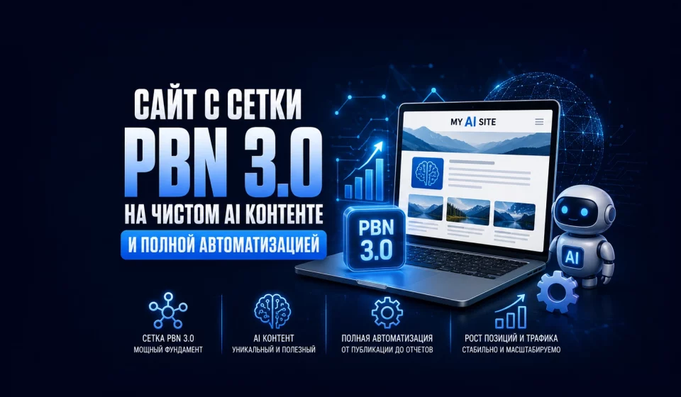 Сайт с сетки пбн 3.0 на чистом аи контенте и полной автоматизацией