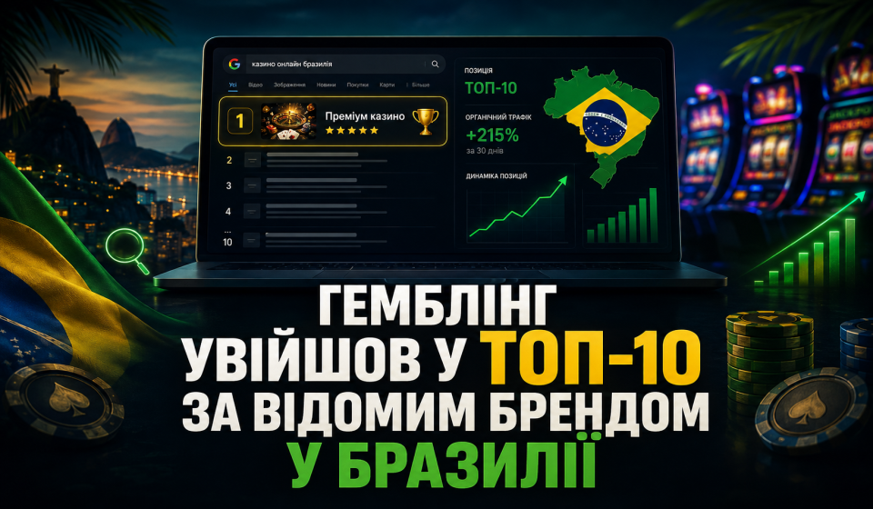 Гемблінг. Увійшов у ТОП-10 за відомим брендом у Бразилії