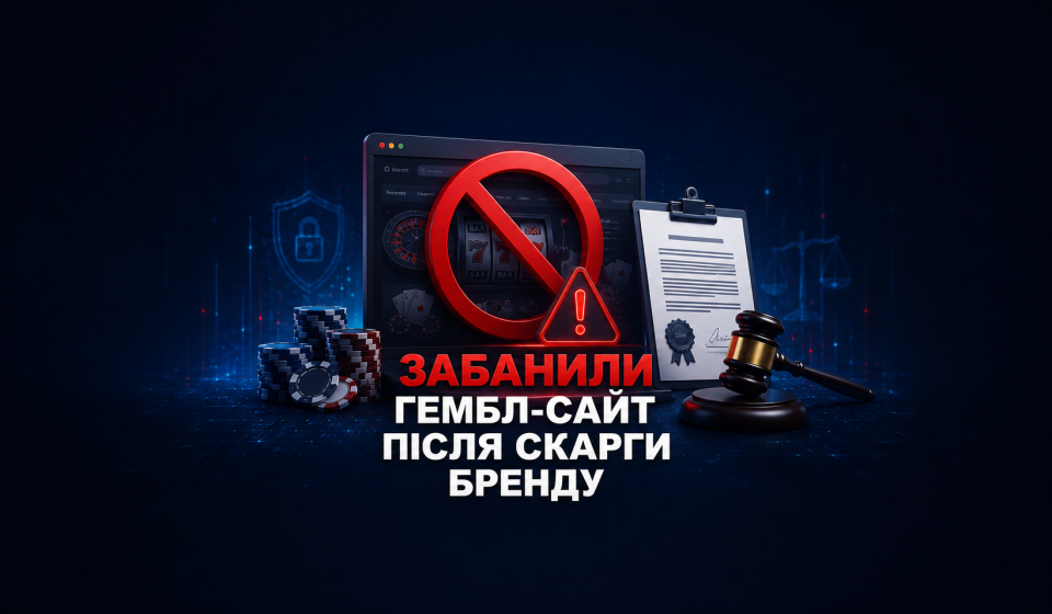 Заблокували гемблінг-сайт, на який надійшла скарга від бренду казино