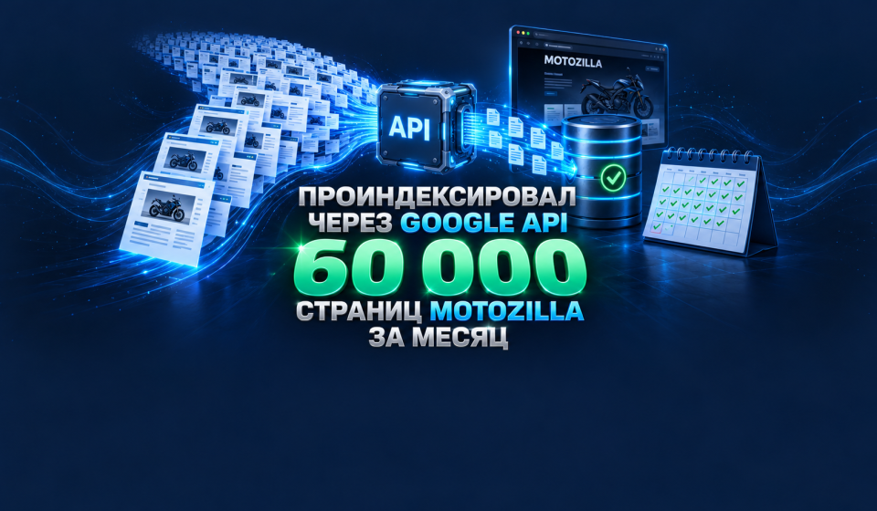 Проиндексировал через Google API 60 000 страниц в Motozilla за месяц