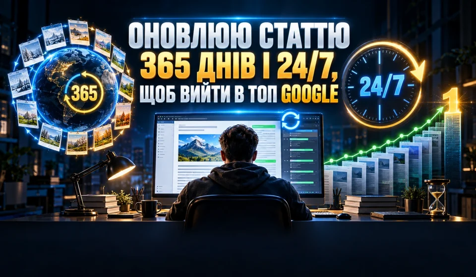 Оновлюю статтю 365 днів у режимі 24/7, щоб вивести її в ТОП Google